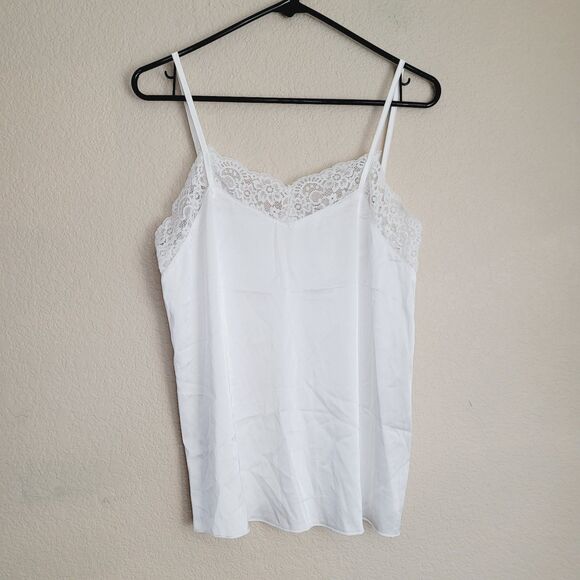 Womens Unbranded Y2k Cami Tank Top Size Medium White Lace Trim Going Out - Picture 1 of 5